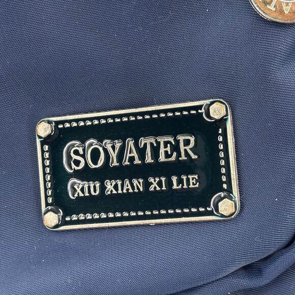 Soyater Nylon Crossbody Shoulder Bag Navy Blue Zip Pockets Handbag Purse - Picture 3 of 12